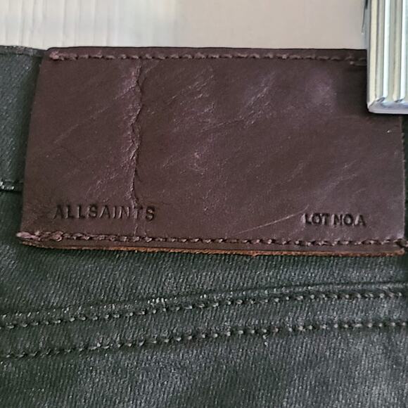 ALLSAINTS Brodie Petrel Gray Coated Skinny‎ Stretch Ankle Zip Jeans Women's 26 - Picture 11 of 15